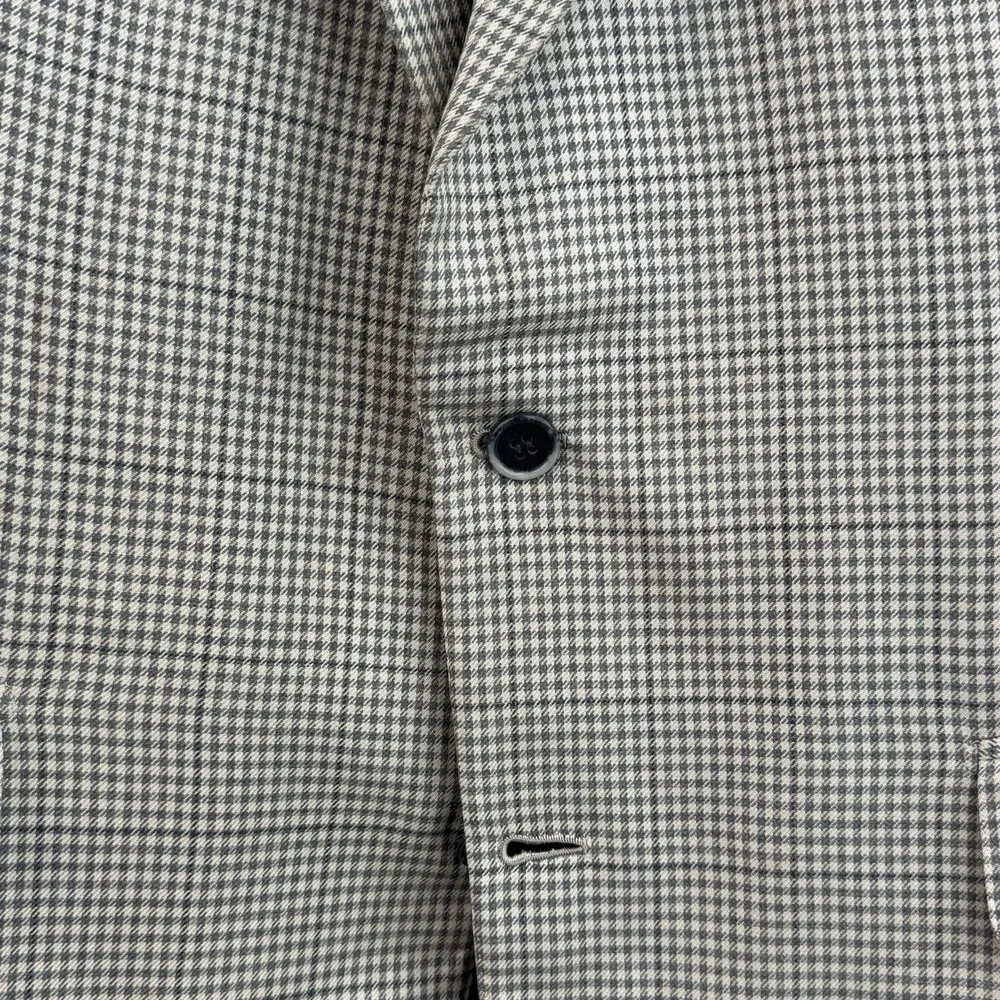 Brioni Roma Augusto Sport Coat Mens 44L Gray Houndstooth Wool Blazer Italy *FLAW